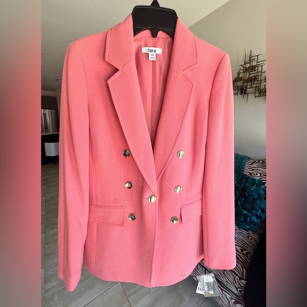 Women's Textured Crepe One-Button Faux Double Breast Blazer NWT CORAL ROSE XX S